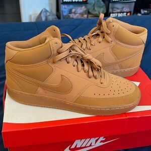 Nike Court Vision Mid. Size: (US 8), Color: Flax/Flax-Gum Light Brown. Brand New